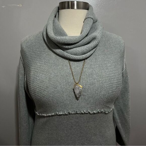 NWOT J. Jill Cotton Sweater Dress With Removable Cowl Neck Collar - Petite Large - Picture 5 of 12